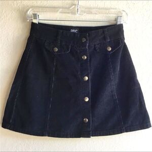 Black corduroy mini skirt button down belt loop BDG brand cottagecore